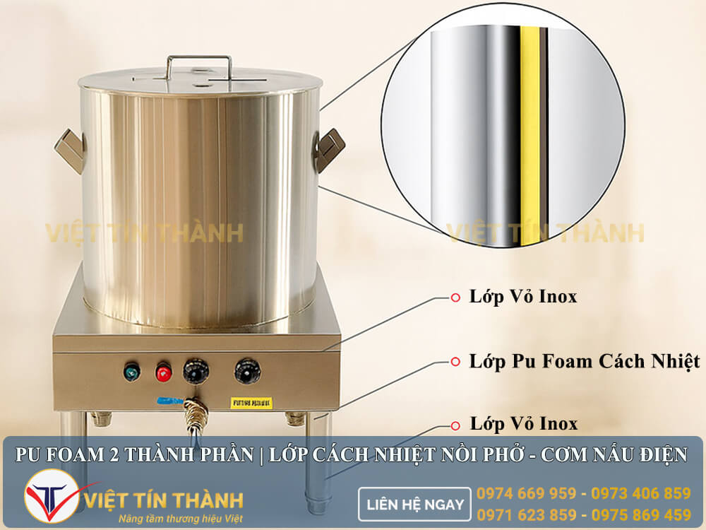 pufoam 2 thành phần đổ cách nhiệt nồi phở nấu điện